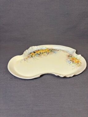 W.G. & Co. Limoges Dresser Tray Plate France Hand-Painted Floral Gold Trim Vtg
